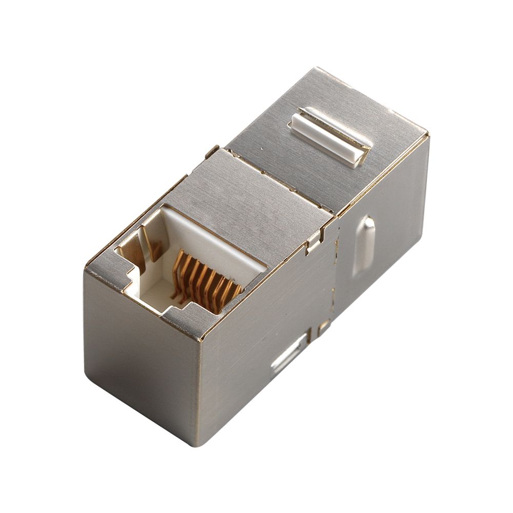 90° RJ45 Cat 6A STP Feed-Through Keystone Coupler
